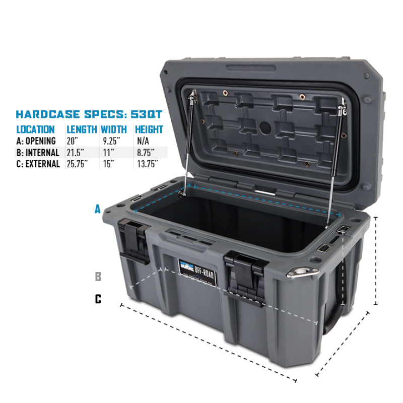 Borne Off-Road Hard Case 53QT Light Grey BNHC-053LG