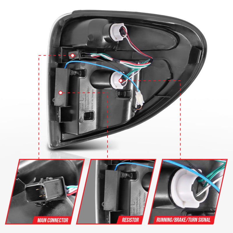 ANZO 2004-2007 Dodge Grand Caravan LED Tail Lights w/ Light Bar Chrome Housing Clear Lens 311367