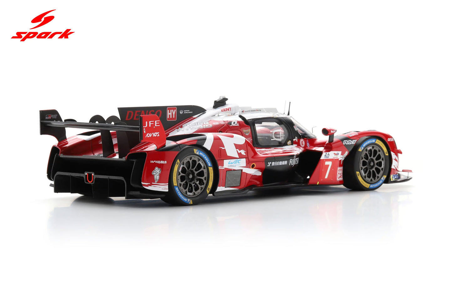 Spark Model Toyota GR010 Hybrid LMDh Team Toyota Gazoo Racing #7 WEC 24hrs Le Mans 2025 Red 1:18 WITH DISPLAY