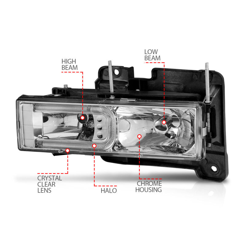 ANZO 1999-2000 Cadillac Escalade Crystal Headlights 111499