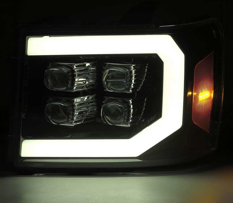 AlphaRex 07-14 GMC 2500HD NOVA LED Proj Headlight Plank Style Matte Blk w/Activ Light/Seq Signal/DRL 880607 *Discontinued
