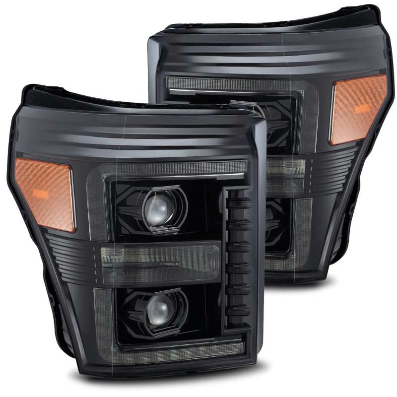AlphaRex 11-16 Ford F-250 SD PRO-Series Projector Headlights Plank Style Alpha Black w/Seq Signal 880140 *Discontinued