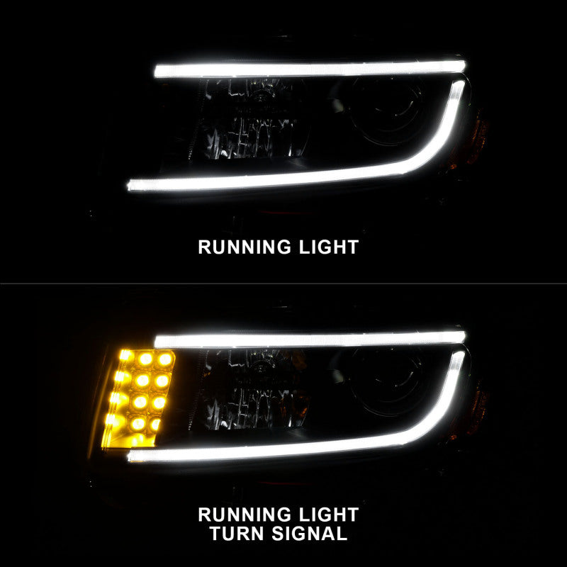 Anzo 2014-2015 Jeep Grand Cherokee Projector Headlights w/ Plank Style Desi