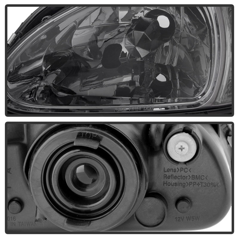 SPYDER Xtune Honda Del Sol 93-97 1Pc Crystal Headlights Smoke HD-ON-HDEL93-1P-SM 5013439