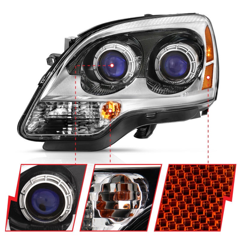 ANZO 2007-2008 Gmc Acadia Crystal Headlight Chrome Amber(OE) 111476