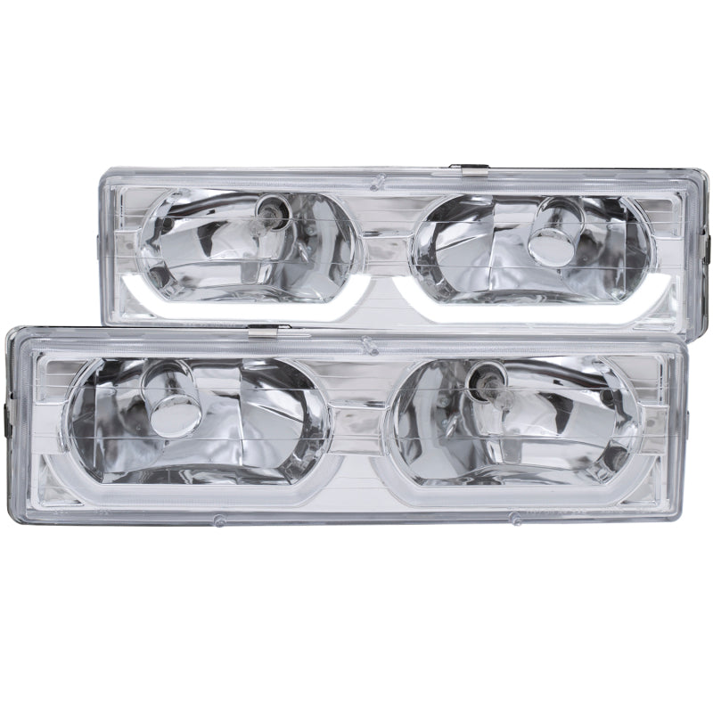 Anzo 1988-1998 Chevrolet C1500 Crystal Headlights Chrome w/ Low - Brow