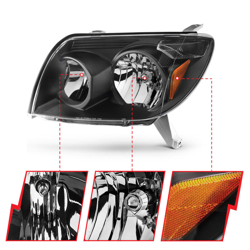 Anzo  2003-2005 Toyota 4Runner Crystal Headlights Black