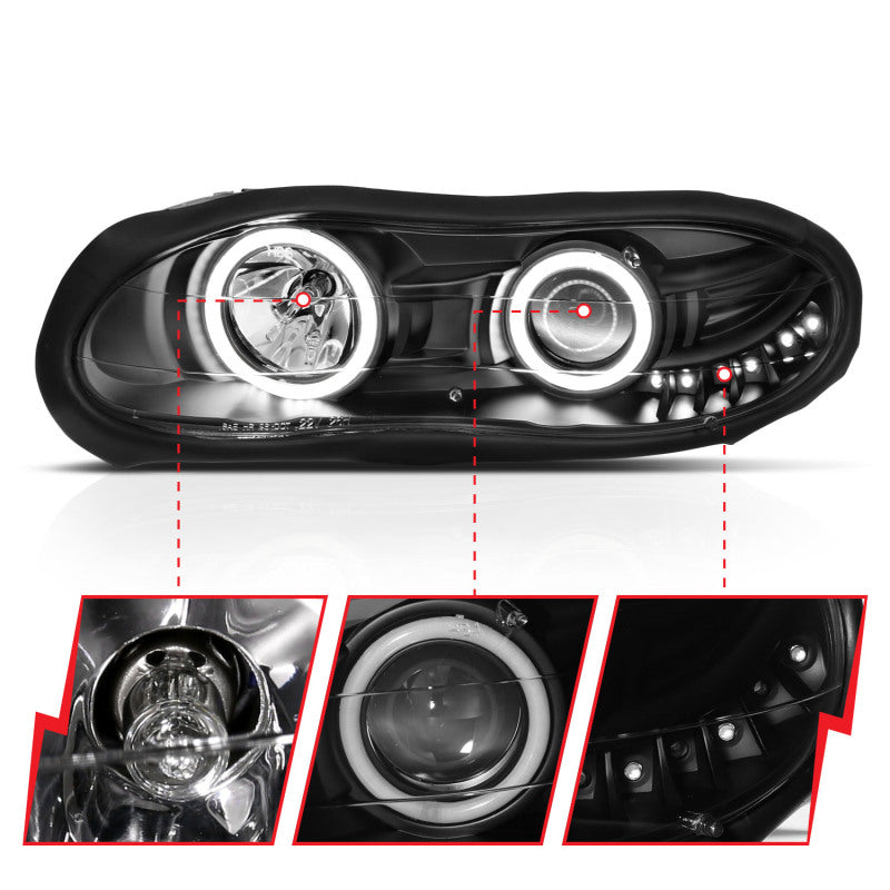 Anzo 1998-2002 Chevrolet Camaro Projector Headlights w/ Halo Black
