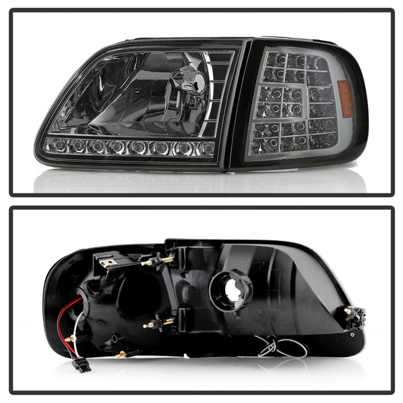 SPYDER Xtune Ford F150 97-03 Crystal Headlights w/ Clear LED Corners Smoke HD-ON-FF15097-LED-SET-SM 5014801