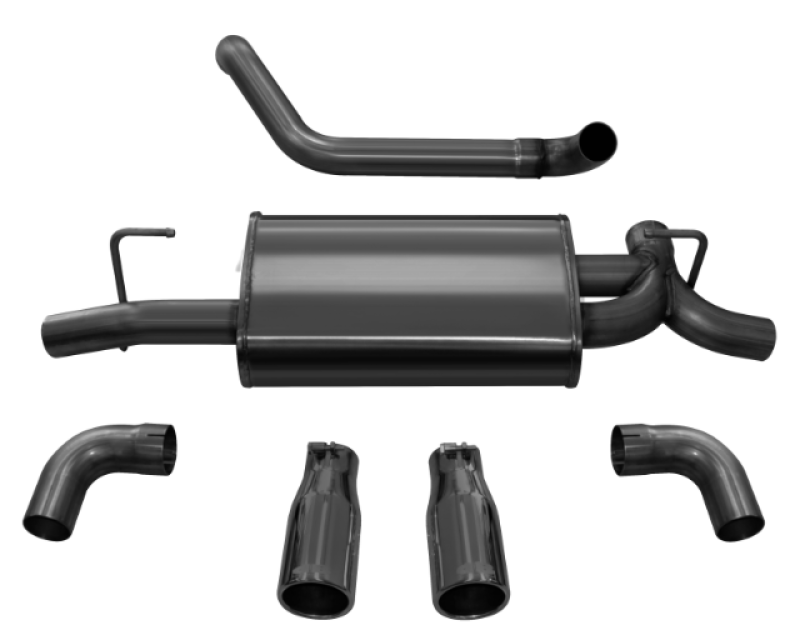 Corsa 18+ Jeep Wrangler JL 2.5in Dual Rear Exit Black Tips Sport Axle-Back Exhaust 21014BLK