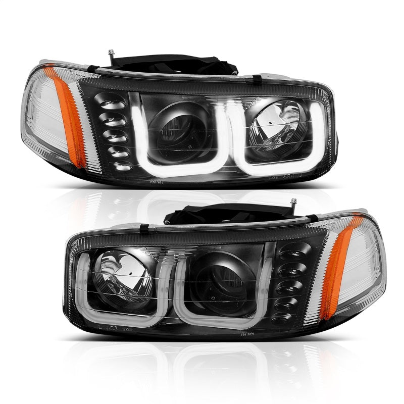 Anzo 1999-2006 Gmc Sierra 1500 Projector Headlights w/ U-Bar Black
