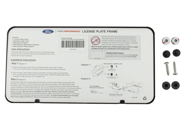 Ford Racing Ford Performance Slim License Plate Frame - Black Stainless Steel M-1828-SSB