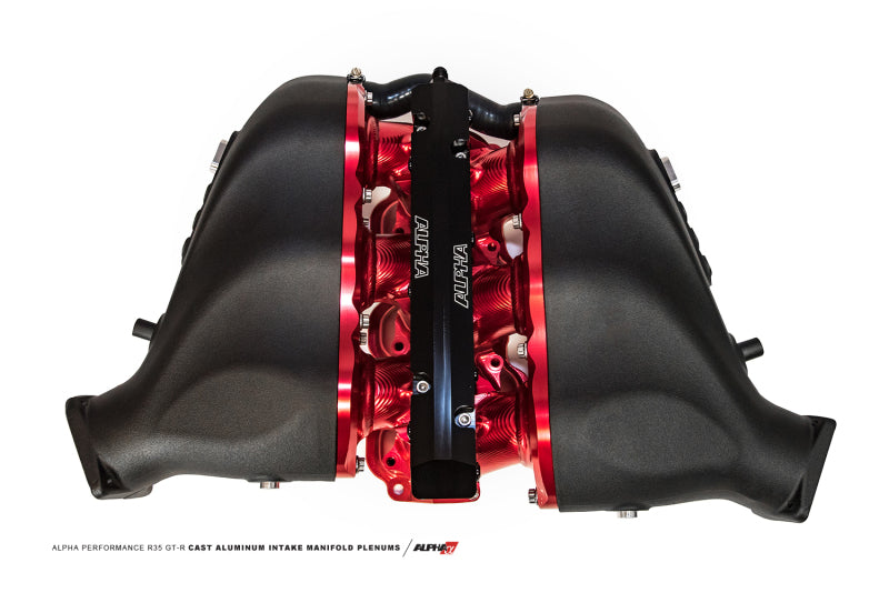 AMS Performance Nissan GT-R Alpha Carbon Fiber/Billet Intake Manifold w/Secondary Fuel Rail - Red ALP.07.08.0101-25