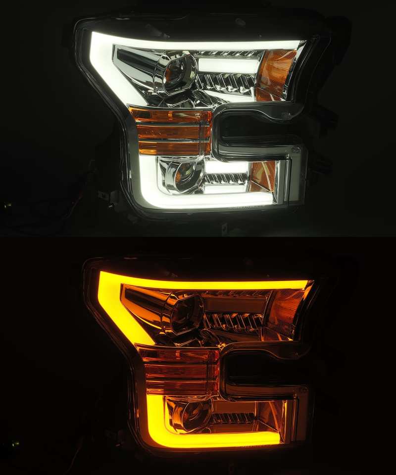AlphaRex 15-17 Ford F-150 PRO-Series Projector Headlights Plank Style Chrm w/Activ Light/Seq Signal 880157 *Discontinued