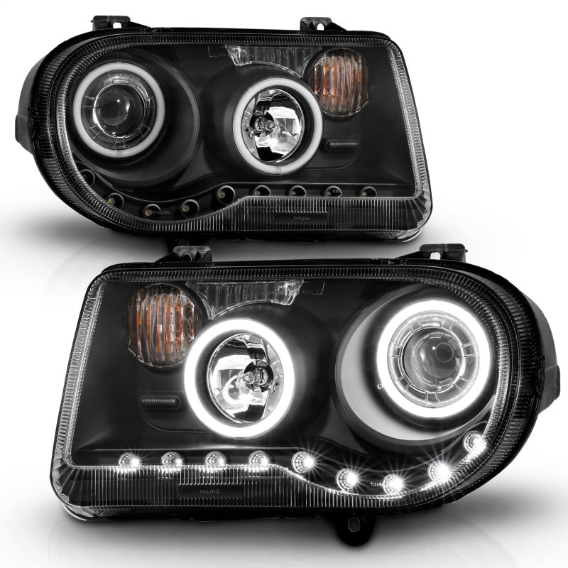 Anzo 2005-2010 Chrysler 300C Projector Headlights w/ Halo Black (CCFL) G2