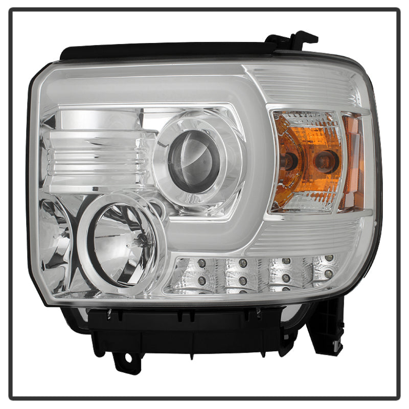 Spyder GMC Sierra 14-16 Projector Headlights Light Bar DRL Chrm PRO-YD-GS14V2-LBDRL-C 5080868