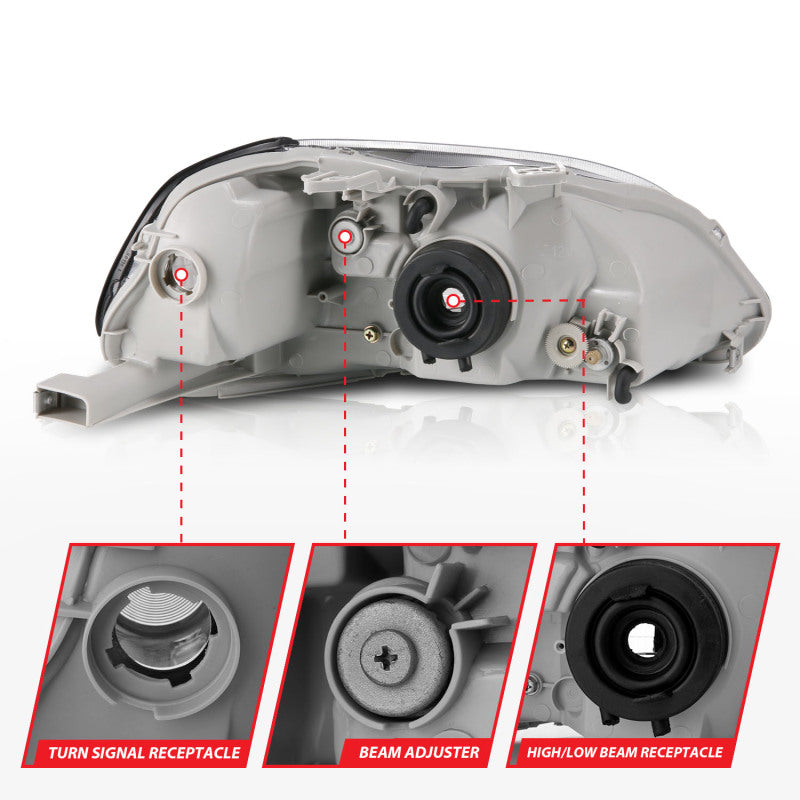 Anzo 1996-1998 Honda Civic Crystal Headlights Black