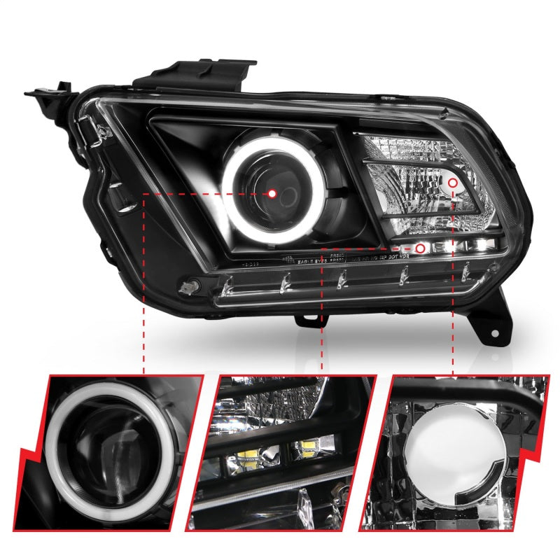 Anzo 2010-2014 Ford Mustang Projector Headlights w/ Halo Black (CCFL)
