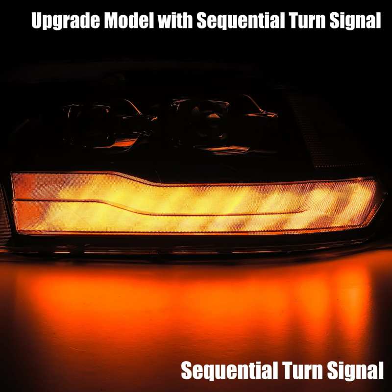 AlphaRex 09-18 Dodge Ram 1500HD LUXX LED Proj Headlights Plnk Style Blk w/Activ Light/Seq Signal/DRL 880539 *Discontinued