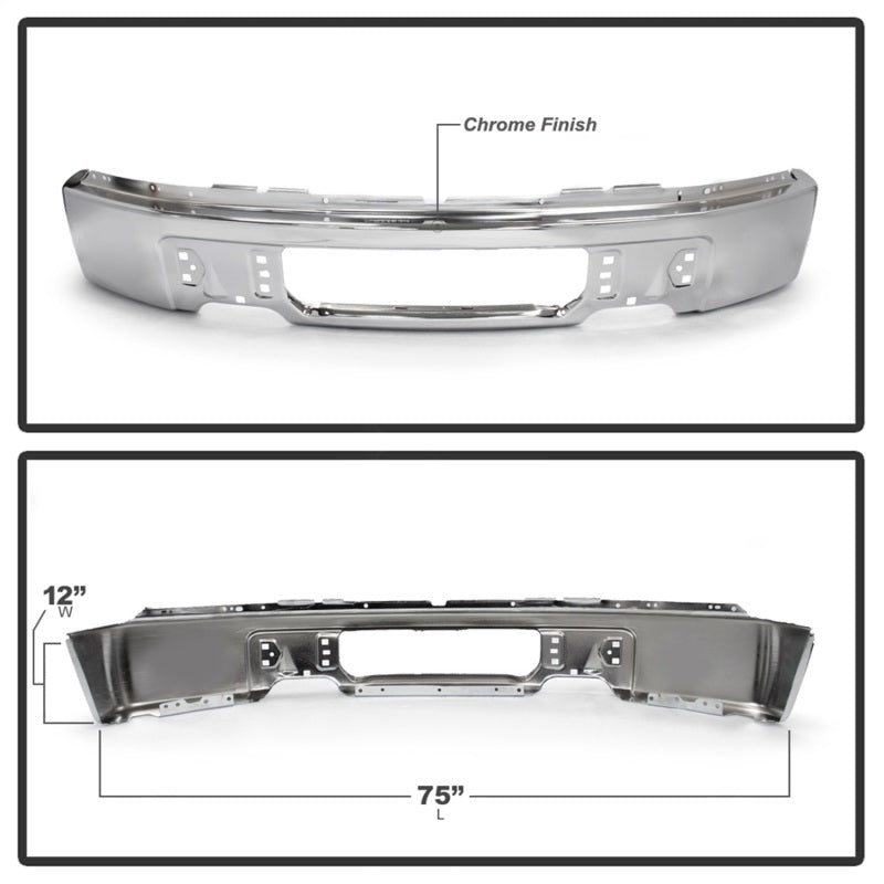 Spyder Ford F150 09-14 w/o Fog Light Hole Front Bumper - Chrome (OEM # 9L3Z17757A) 9948473