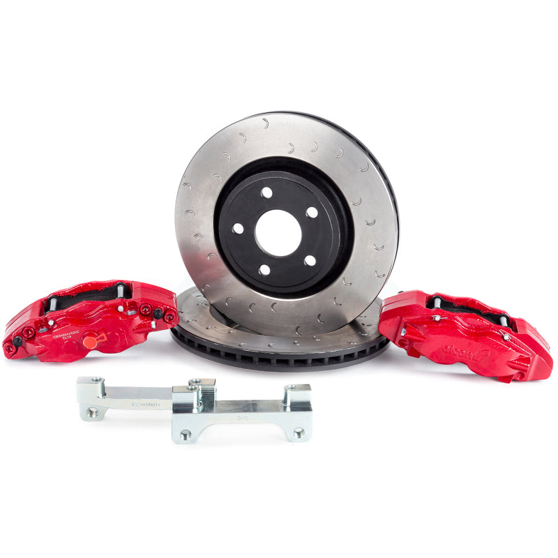 Alcon 07+ Jeep JK 350x32mm Rotors 4-Piston Red Calipers Front Brake Upgrade Kit BKF5459AX02