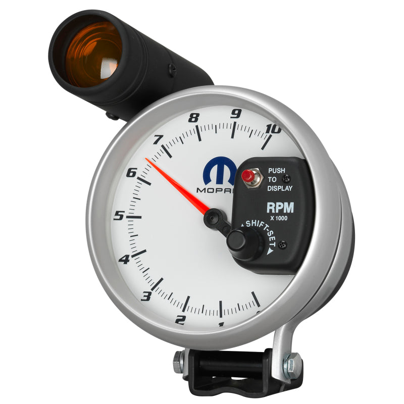 AutoMeter Mopar 5in / 10k RPM / Pedestal Mount White Tachometer w/ Shift Light 880410