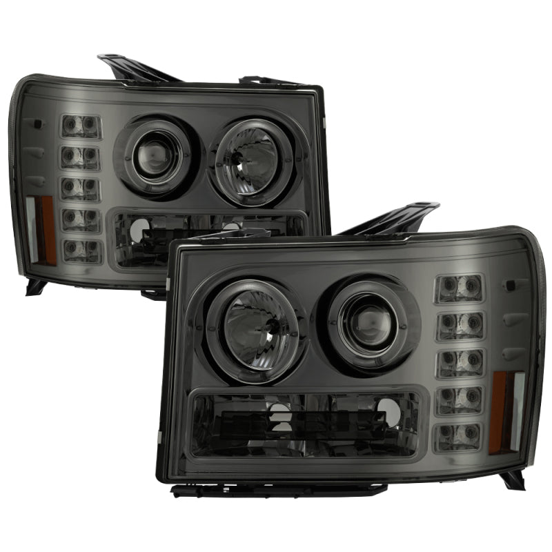 Spyder GMC Sierra 1500/2500/3500 07-13 Projector Headlights LED Halo- LED Smoke PRO-YD-GS07-HL-SM 5010629