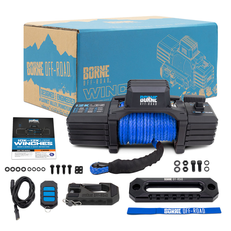 Borne Off-Road 12K Winch - Blue Synthetic Rope BNWN-12-SBL