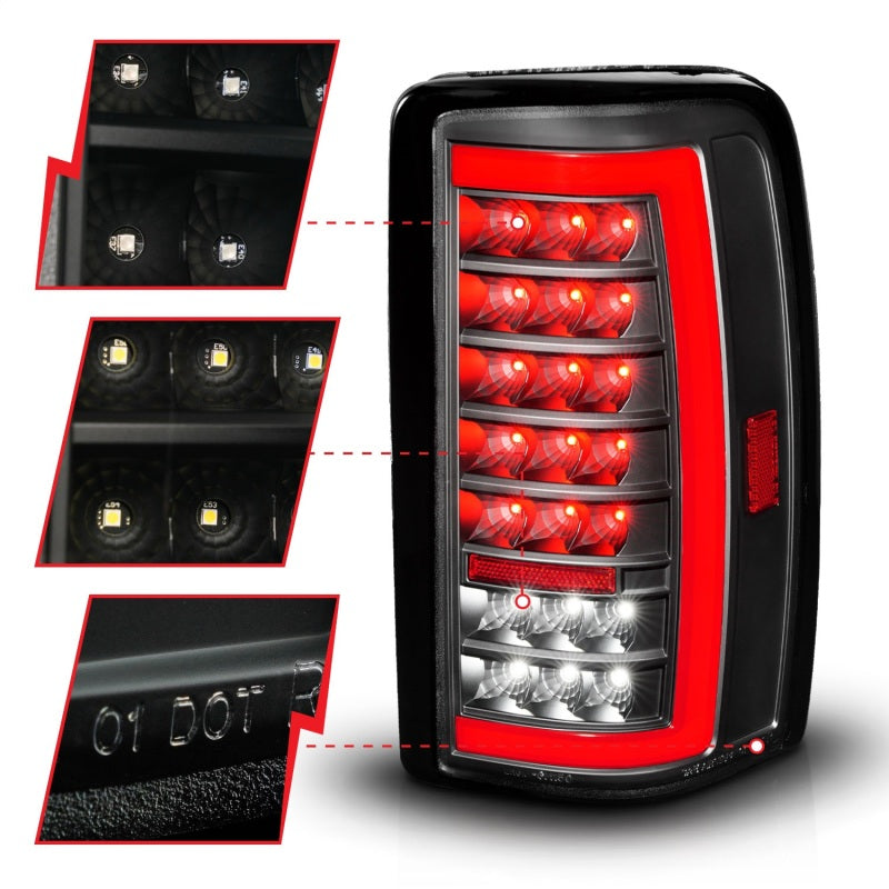 ANZO 00-06 Chevrolet Tahoe / GMC Yukon Full LED Taillights w/ Lightbar Black Housing/Clear Lens 311448