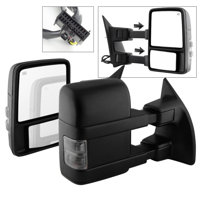 SPYDER xTune Ford SuperDuty 08-15 Extendable Heated Mirrors w/ LED Signal Smoke MIR-FDSD08S-PW-SM-SET 9935831