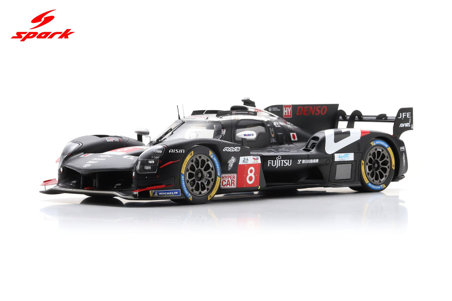 Spark Model Toyota GR010 Hybrid LMDh Team Toyota Gazoo Racing #8 WEC 24hrs Le Mans 2025 Black 1:18 WITH DISPLAY