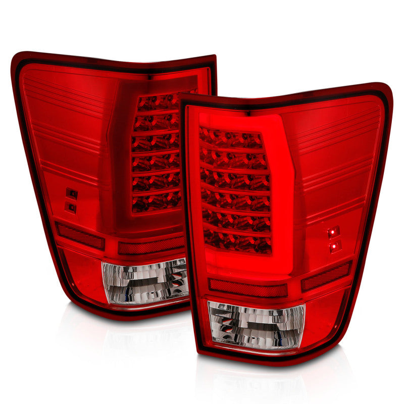 ANZO 04-15 Nissan Titan Full LED Tailights Chrome Housing Red/Clear Lens 311422