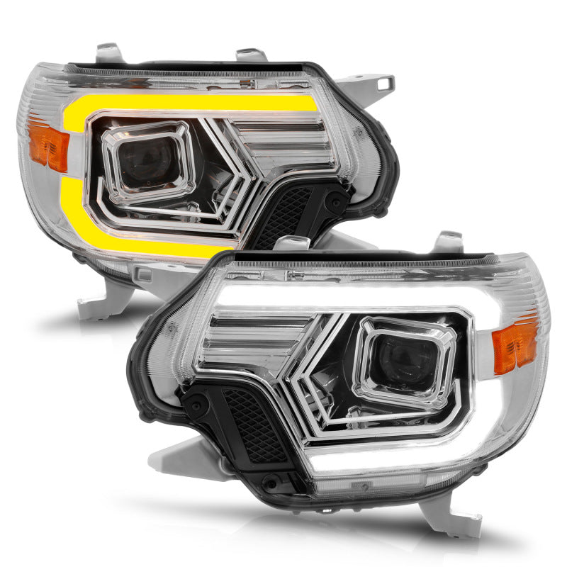 ANZO 12-15 Toyota Tacoma Projector Headlights - w/ Light Bar Switchback Chrome Housing 111557