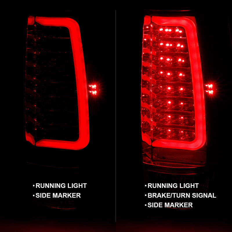 ANZO 2007-2014 Chevy Tahoe LED Taillight Plank Style Chrome With Red/Clear Lens 311323