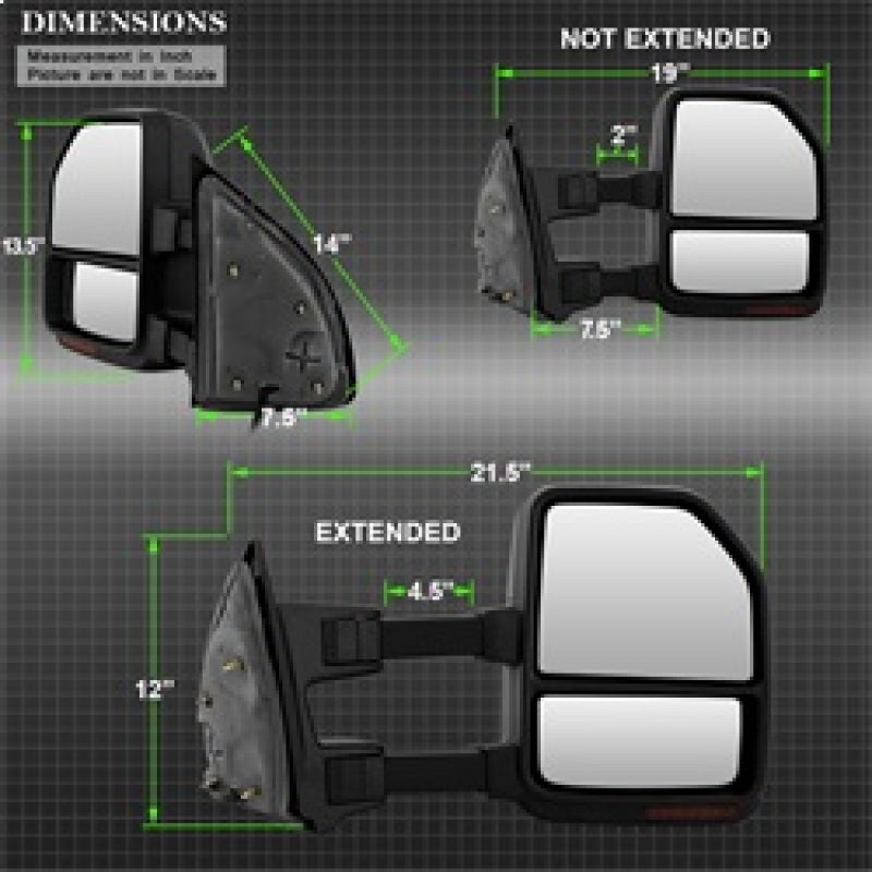SPYDER xTune 99-07 Ford Super Duty LED Telescoping Manual Mirrors - Smk (Pair) (MIR-FDSD99S-G4-MA-RSM-SET) 9943140