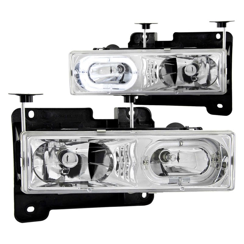 Anzo Chrome Led Halo Crystal Headlights 1992-1999 Chevy Suburban