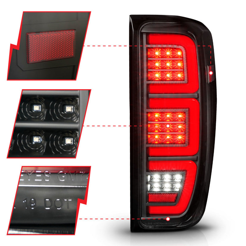 ANZO 19-23 GMC Sierra 1500/2500HD/3500HD Black Replacement Full LED Bar Tail Light 311459