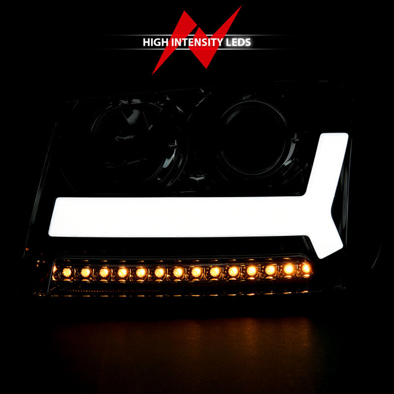 ANZO 2006-2009 Chevrolet Trailblazer Projector Headlights w/ Plank Style Design Chrome w/ Amber 111391
