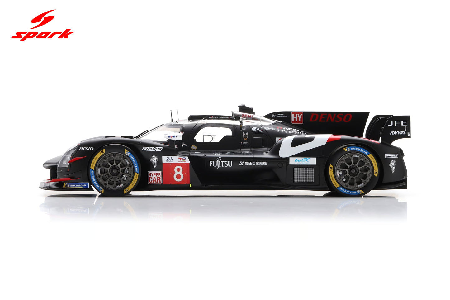 Spark Model Toyota GR010 Hybrid LMDh Team Toyota Gazoo Racing #8 WEC 24hrs Le Mans 2025 Black 1:18 WITH DISPLAY