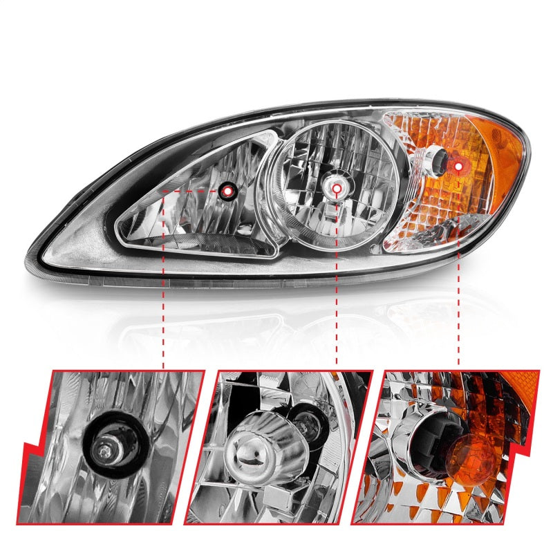 ANZO 2008-2016 International Prostar Crystal Headlights Chrome Housing 131033
