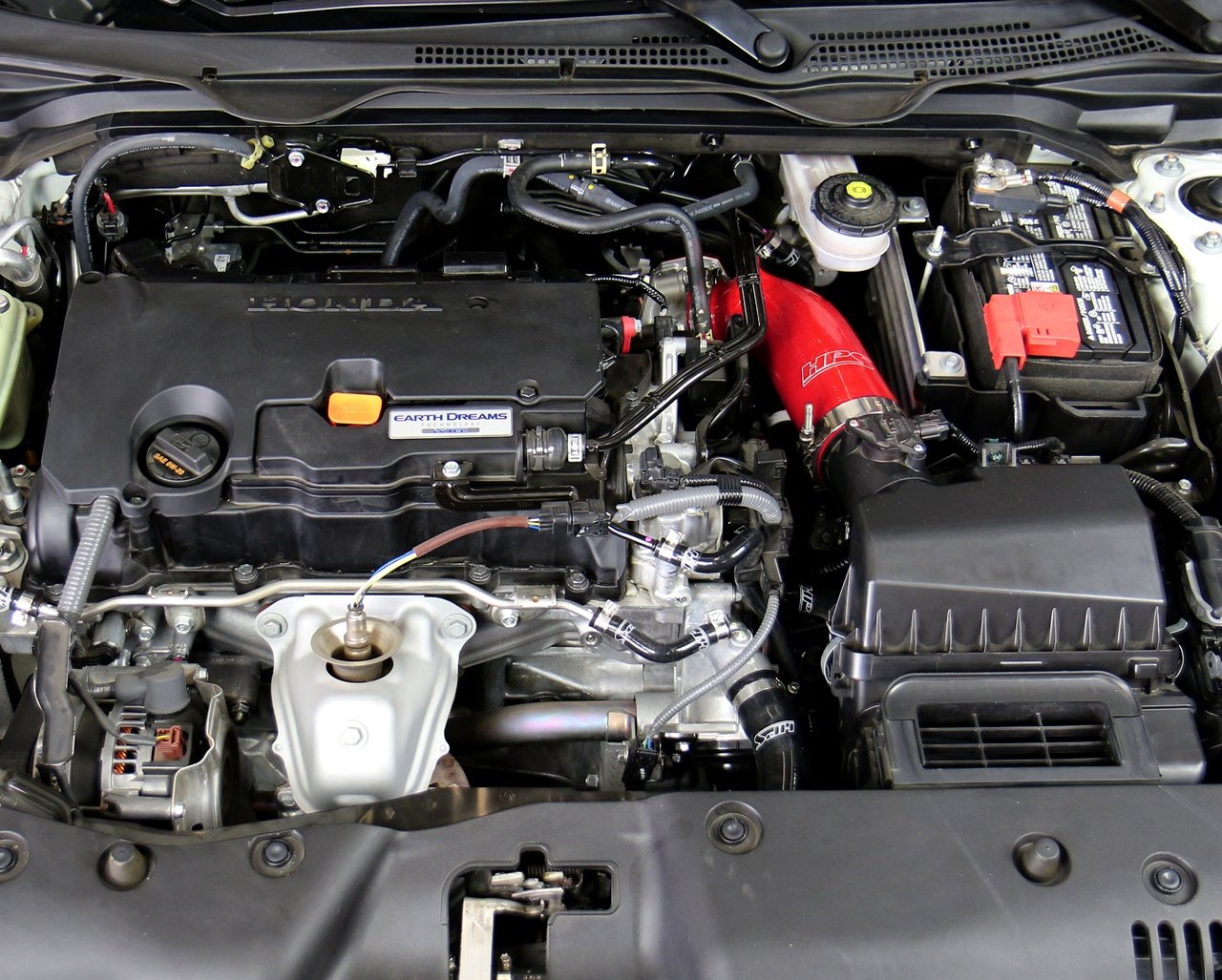 HPS Performance HPS Red Silicone Post MAF Air Intake Hose Kit Honda 16-17 Civic 10th Gen 2.0L Non Turbo