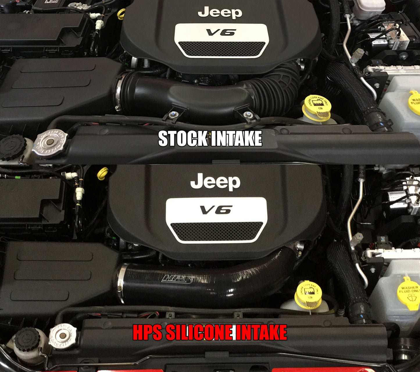 HPS Performance HPS Silicone Air Intake Kit Post MAF Hose Jeep 2012-2017 Wrangler JK & Unlimited 3.6L V6, 57-1639