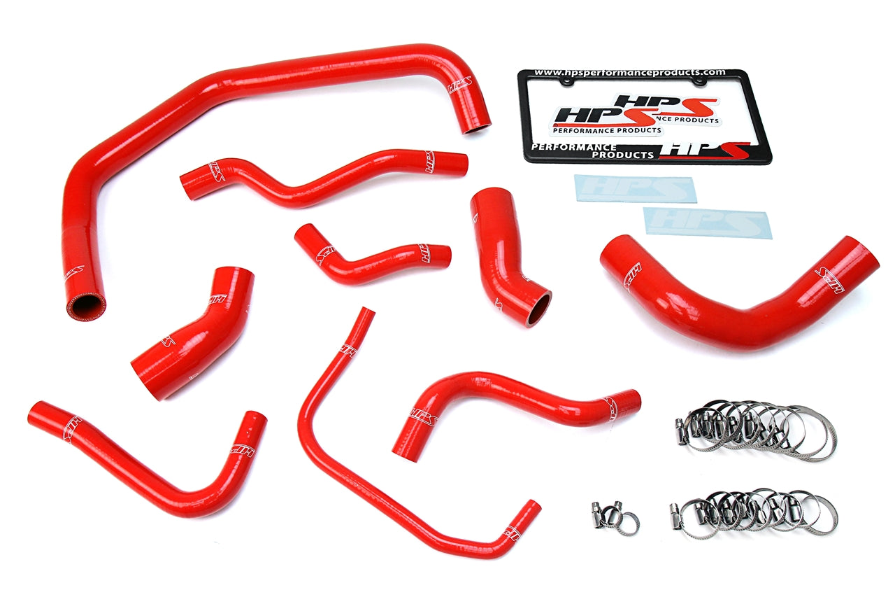 HPS Performance Products HPS Red Reinforced Silicone Radiator Hose Kit Coolant Ford 03-04 Mustang SVT Cobra 4.6L V8 Supercharged