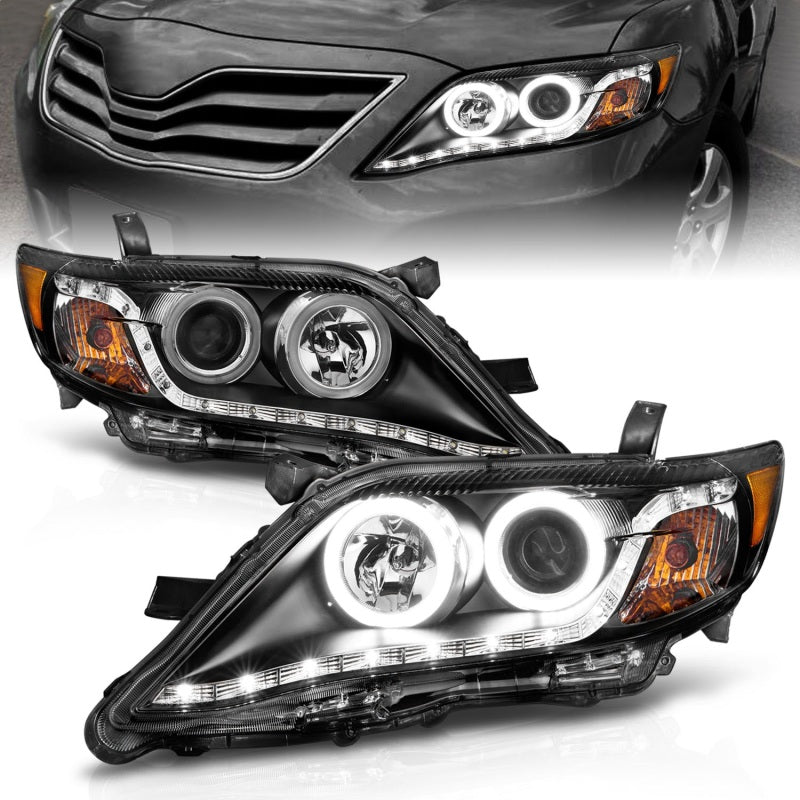 Anzo 2010-2011 Toyota Camry Projector Headlights w/ Halo Black (CCFL)