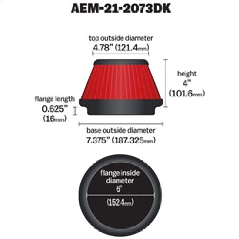AEM Induction AEM 5 inch x 5 inch DryFlow Air Filter 21-2073DK