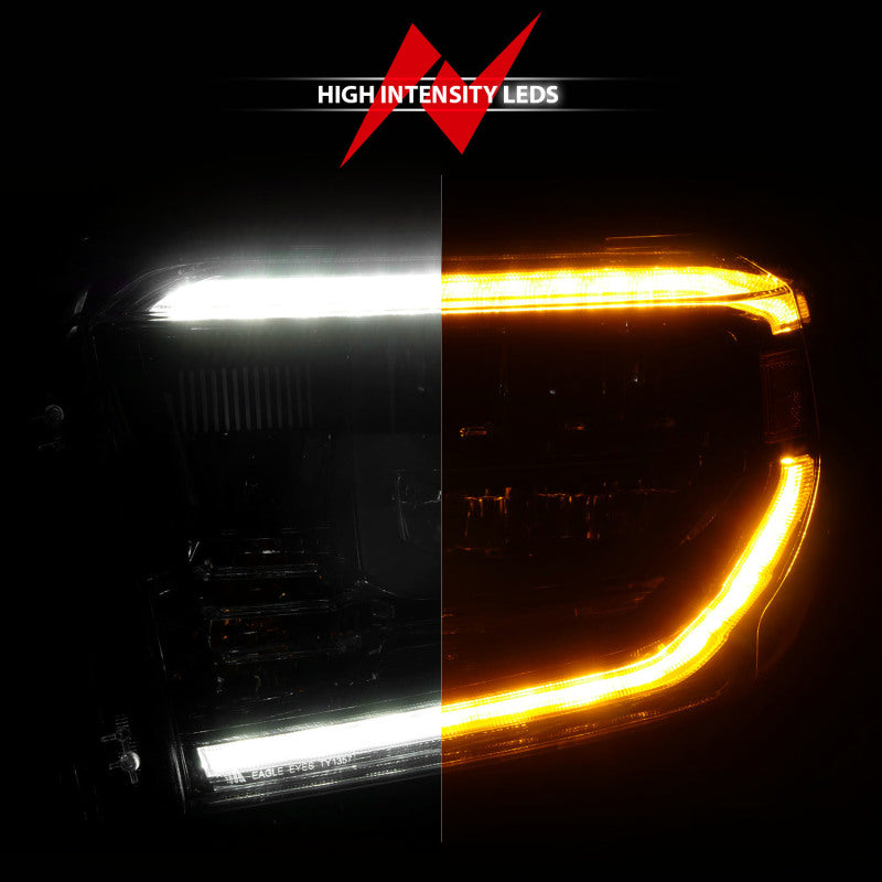 ANZO 2014-2017 Toyota Tundra LED Crystal Headlights w/ Switchback Black Housing w/ DRL 111531