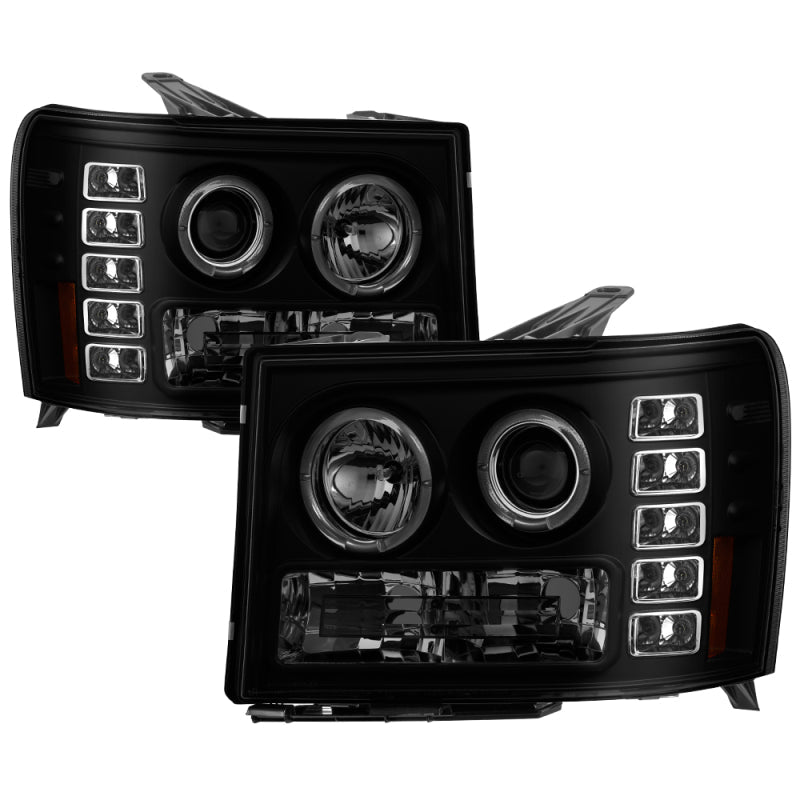 Spyder GMC Sierra 1500/2500 07-13 Projector Headlights LED Halo- LED Blk Smke PRO-YD-GS07-HL-BSM 5078506