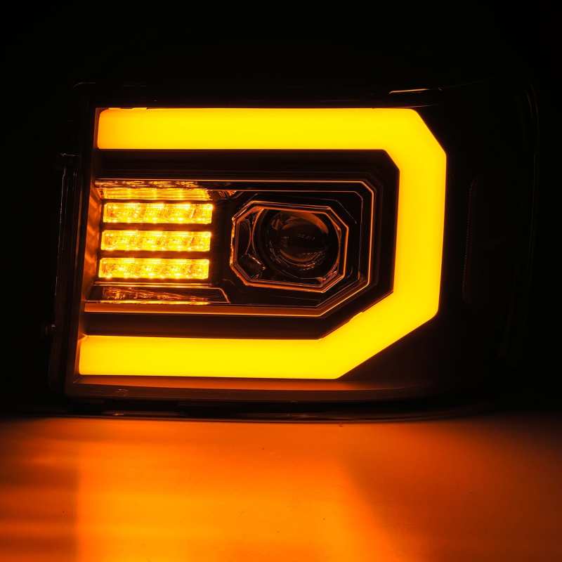 AlphaRex 07-13 GMC 1500HD PRO-Series Proj Headlights Plank Style Matte Blk w/Activ Light/Seq Signal 880606 *Discontinued