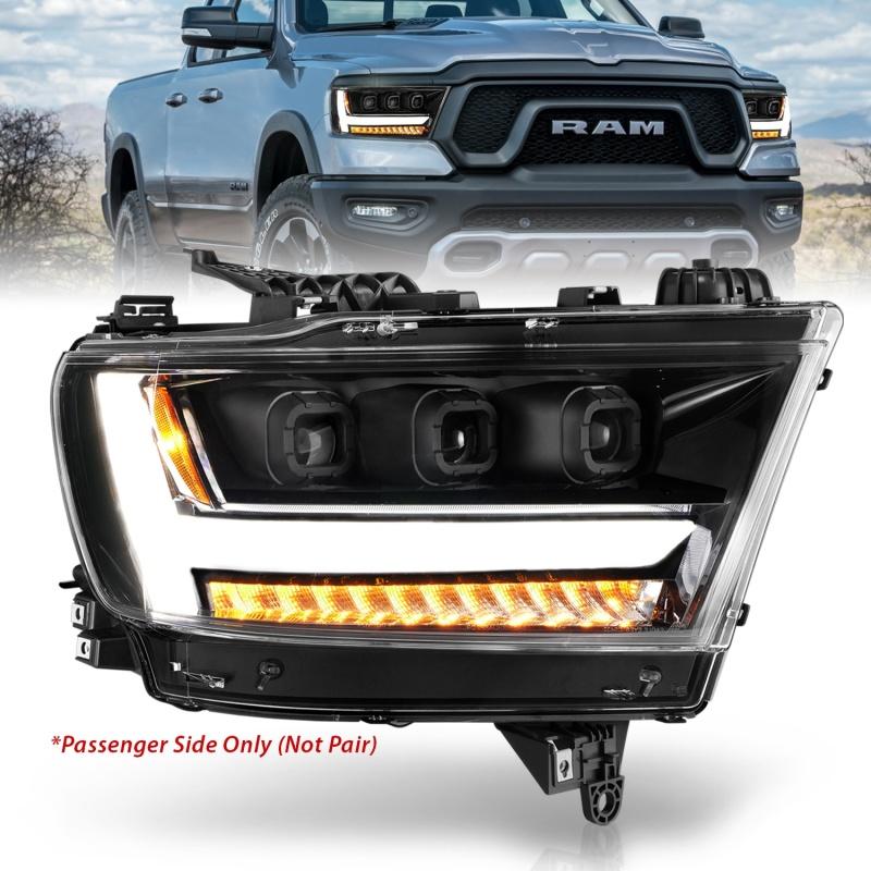 ANZO 2019-2020 Dodge Ram 1500  LED Projector Headlights Plank Style w/ Sequential Black (Passenger) 111494-R