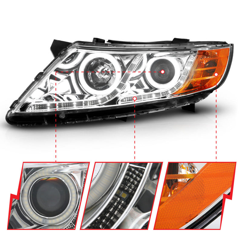 Anzo 2011-2013 Kia Optima Projector Headlights w/ Halo Chrome (CCFL)